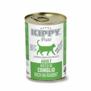 Kippy boite au lapin contenance 400 grammes, convient au chat adulte.