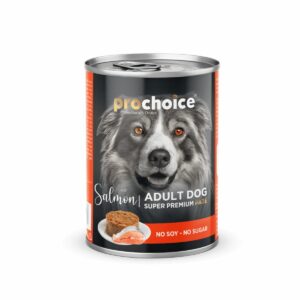 Boite Prochoice Paté au saumon pour les chien contenance 400 grammes.
