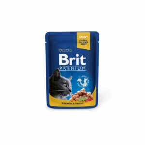 SAUMON ET TRUITE EN SAUCE. ALIMENT HUMIDE COMPLET PREMIUM POUR CHAT ADULTE.