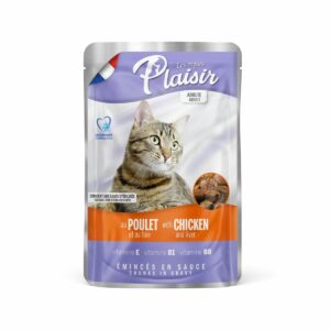 pochon plaisir chat adulte au poulet. sachet 100 grammes