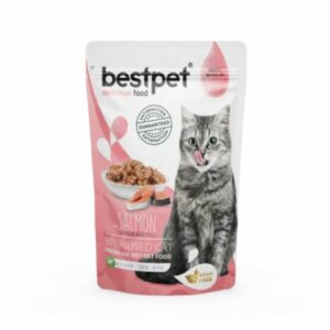 pochon bestpet chat sterilisé au saumon 85 grammes