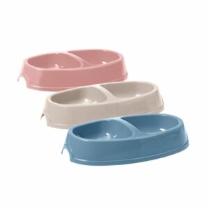 gamelle double en plastique pour chien 2*0.4l