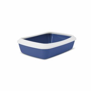 BAC A LITIERE EN PLASTIQUE POUR CHAT ADULT 42 CM AVEC BORD DE CLOULEUR BLEU NORDICC